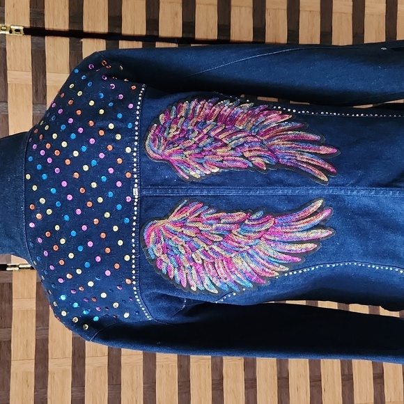 Custom made angel wing jean jacket - Picture 5 of 11